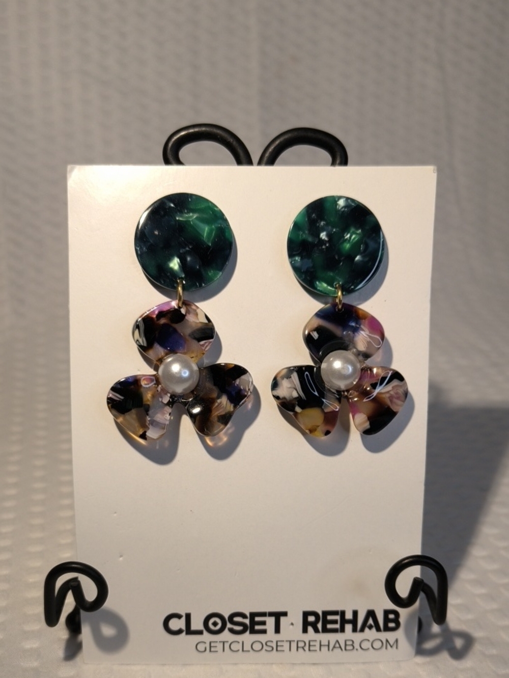 CLOSET REHAB Pearl Water Poppy Drop Resin Flower Drop Earrings